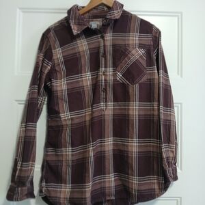 Carhartt Women's Brown Plaid Button Down Shirt